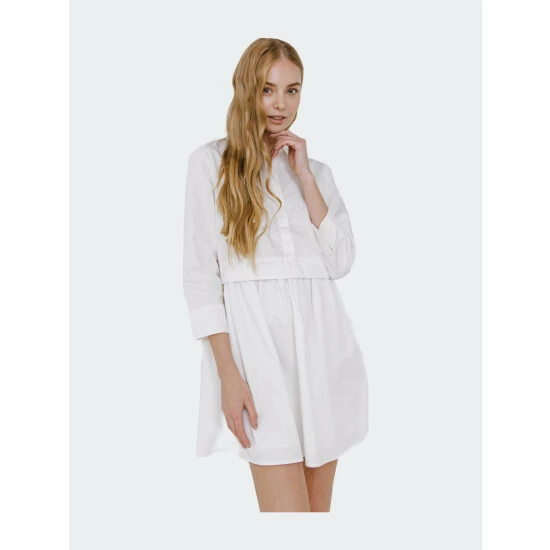 English Factory Shirt Mini Dress - White Dresses