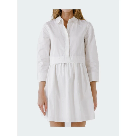 English Factory Shirt Mini Dress - White Dresses - Image 3