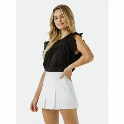 English Factory Ruffle Detail Top Tops White