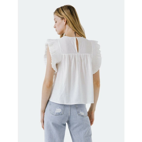 English Factory Ruffle Detail Top Tops White - Image 8