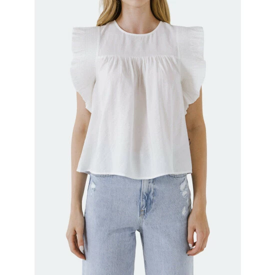 English Factory Ruffle Detail Top Tops White - Image 9