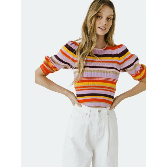 English Factory Stripe Knit Top Tops Multi