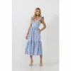English Factory Gingham Midi Dress Dresses Blue/white