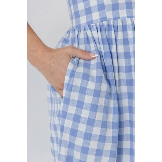English Factory Gingham Midi Dress Dresses Blue/white - Image 6