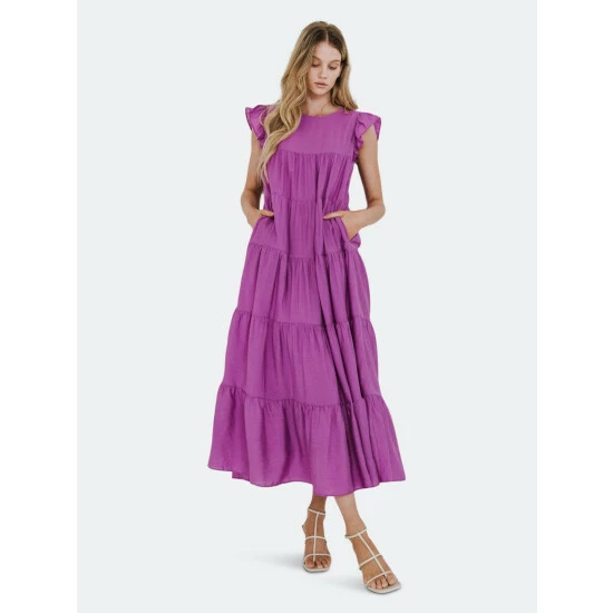 English Factory Tiered Maxi Dress Dresses Emerald 1 English Factory Tiered Maxi Dress Dresses Emerald