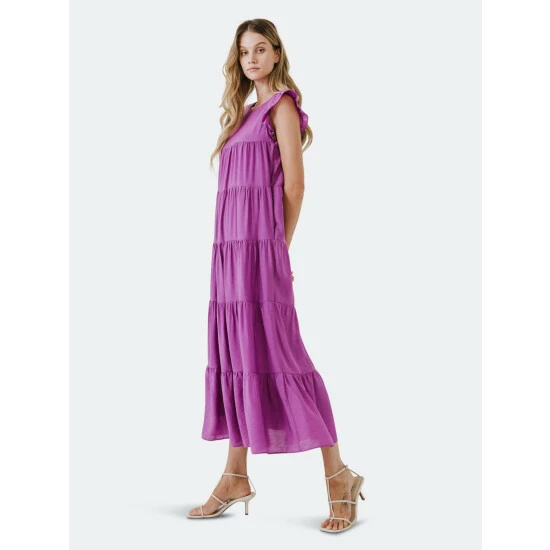 English Factory Tiered Maxi Dress Dresses Emerald 4 English Factory Tiered Maxi Dress Dresses Emerald - Image 4