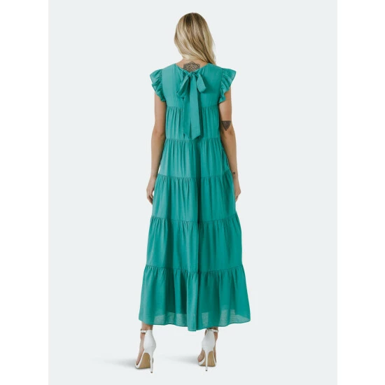 English Factory Tiered Maxi Dress Dresses Emerald 6 English Factory Tiered Maxi Dress Dresses Emerald - Image 6