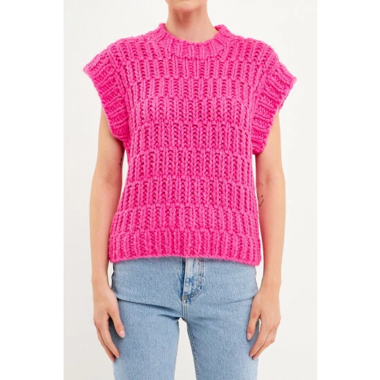 English Factory Chunky Knit Sweater Vest Sweatshirts & Sweaters Blue - Image 5