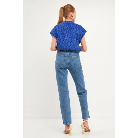 English Factory Chunky Knit Sweater Vest Sweatshirts & Sweaters Blue - Image 8