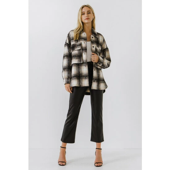 English Factory Oversized Plaid Shacket Coats, Jackets & Blazers Black - Image 3