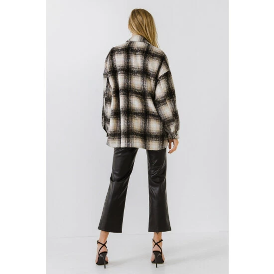 English Factory Oversized Plaid Shacket Coats, Jackets & Blazers Black - Image 5
