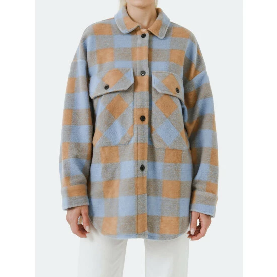 English Factory Gingham Shacket With Front Double Pockets Coats, Jackets & Blazers Blue - Image 2