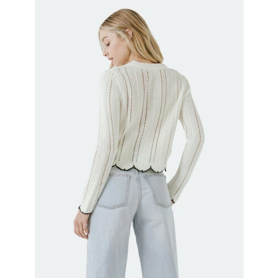 English Factory Scallop Contrast Trimmed Knit Sweater Sweatshirts & Sweaters Powder Blue - Image 3