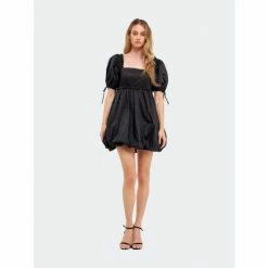 English Factory Mini Ruffle Accent Blouson Dress Dresses Black