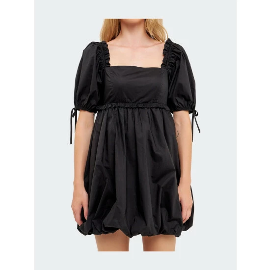 English Factory Mini Ruffle Accent Blouson Dress Dresses Black 5 English Factory Mini Ruffle Accent Blouson Dress Dresses Black - Image 5