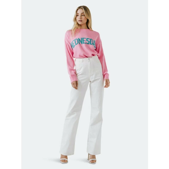 English Factory Wednesday Motif Sweater Sweatshirts & Sweaters Pink - Image 3