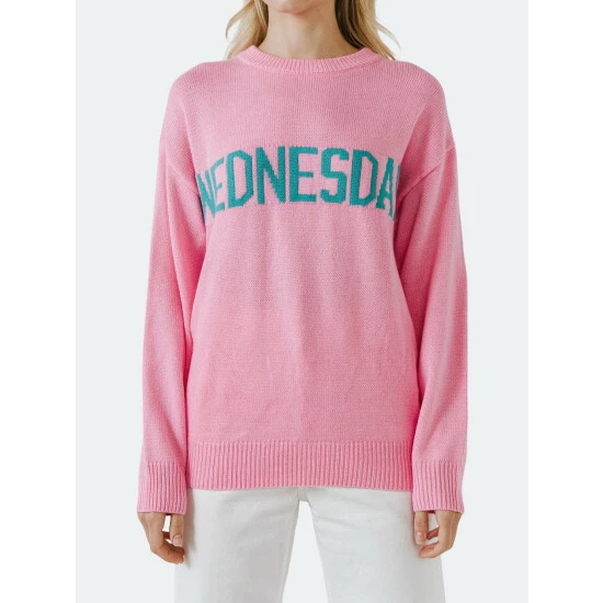 English Factory Wednesday Motif Sweater Sweatshirts & Sweaters Pink - Image 7