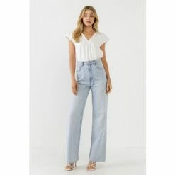 English Factory Knit Balloon Sleeve Top Tops White