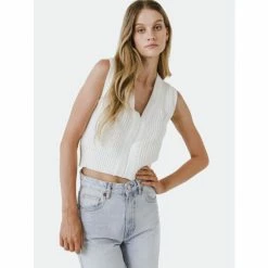 English Factory V-neckline Vest Sweater Sweatshirts & Sweaters Ivory