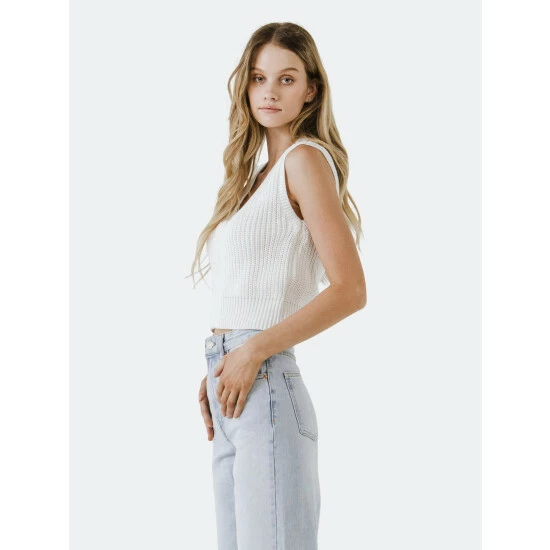 English Factory V-neckline Vest Sweater Sweatshirts & Sweaters Ivory - Image 2