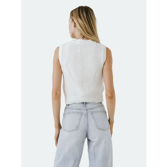 English Factory V-neckline Vest Sweater Sweatshirts & Sweaters Ivory - Image 3