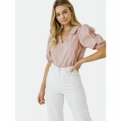 English Factory V-neckline Puff Sleeve Top Tops Dusty Pink