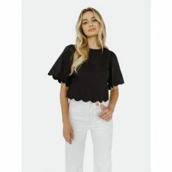 English Factory Scallop Edge Top Tops Black