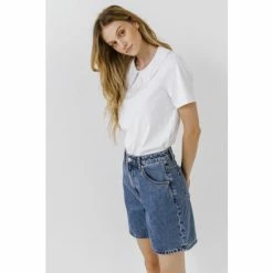 English Factory Oversized Collar T-Shirt Tops White