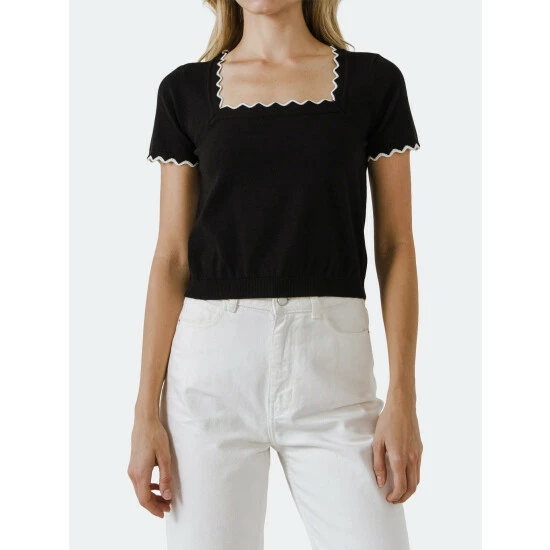 English Factory Scalloped Neckline Top Tops White - Image 6