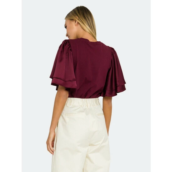 English Factory Chiffon Ruffle Sleeve T-shirt Tops Pink - Image 3