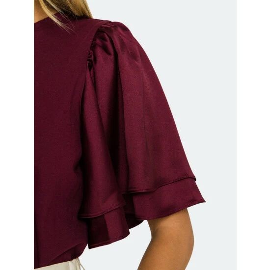 English Factory Chiffon Ruffle Sleeve T-shirt Tops Pink - Image 5