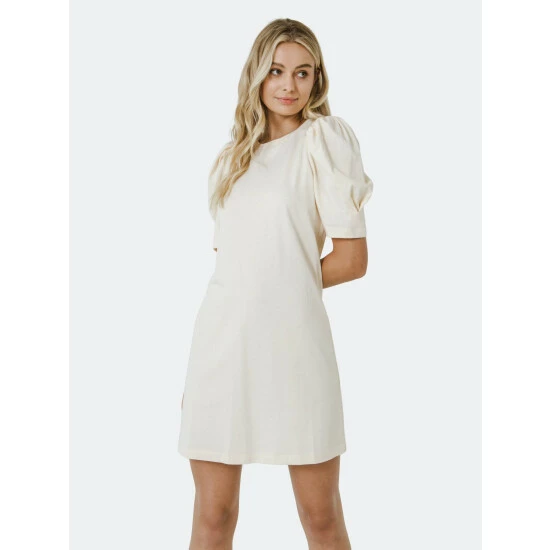 English Factory Short Puff Sleeve T Shirt Dress Dresses Cream