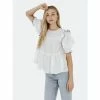 English Factory Contrast Detail Ruffle Top Tops White