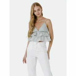 English Factory Mixed Media Cami Top Tops Sage