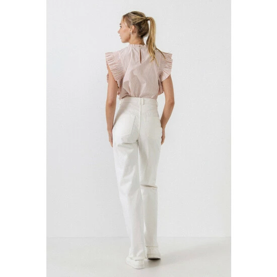 English Factory Striped Ruffled Top Tops Pink/white - Image 6