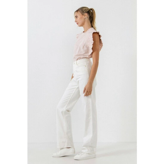 English Factory Striped Ruffled Top Tops Pink/white - Image 7