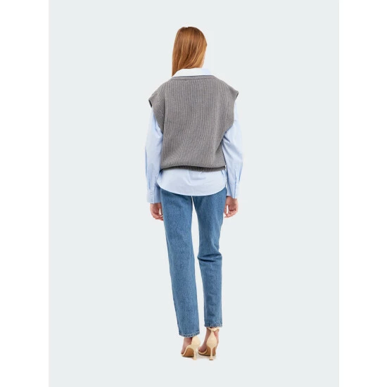 English Factory Throw On Solid Sweater Vest Sweatshirts & Sweaters Black - Image 8