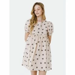 English Factory Heart Babydoll Dress Dresses Beige