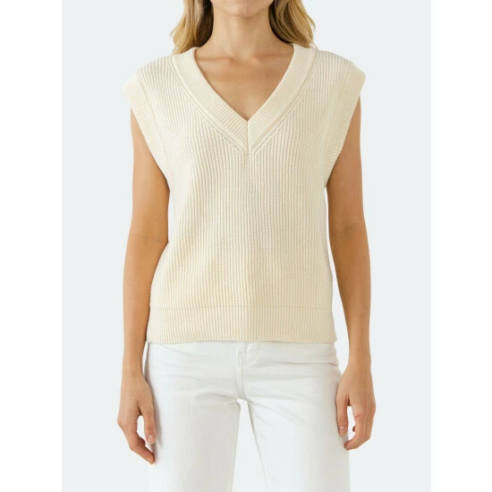 English Factory Classic Sweater Vest Sweatshirts & Sweaters Cream 4 English Factory Classic Sweater Vest Sweatshirts & Sweaters Cream - Image 4