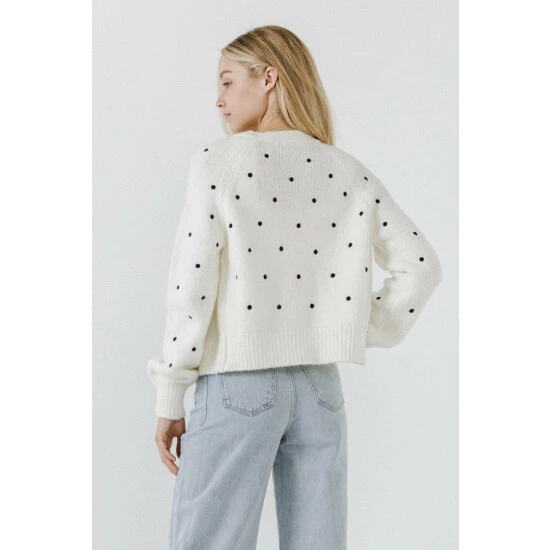 English Factory Polka-Dot Embroidered Cardigan Sweatshirts & Sweaters Black - Image 3