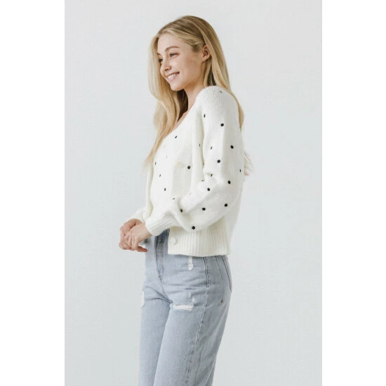 English Factory Polka-Dot Embroidered Cardigan Sweatshirts & Sweaters Black - Image 4