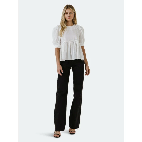 English Factory Mixed Media Swiss Dot High Low Top Tops Red - Image 6