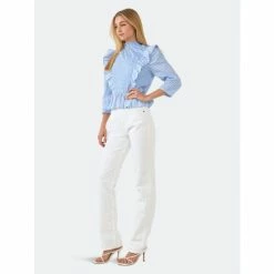 English Factory Gingham Check & Stripe Mixed Blouse Tops Powder Blue 7 English Factory Gingham Check & Stripe Mixed Blouse Tops Powder Blue -English Factory Shop unnamed file 2427