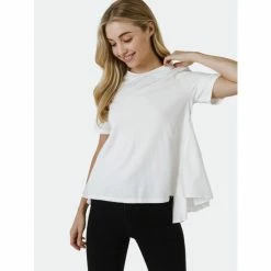English Factory Relaxed Knit Short Sleeve With Contrast Detail Tops White