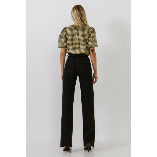 English Factory Sequins Gingham Top Tops Yellow/navy - Image 3