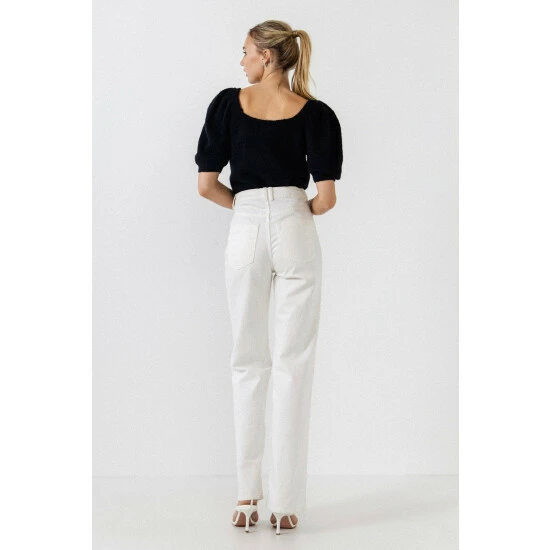 English Factory Short Puff Sleeve Sweater Sweatshirts & Sweaters Black - Image 6