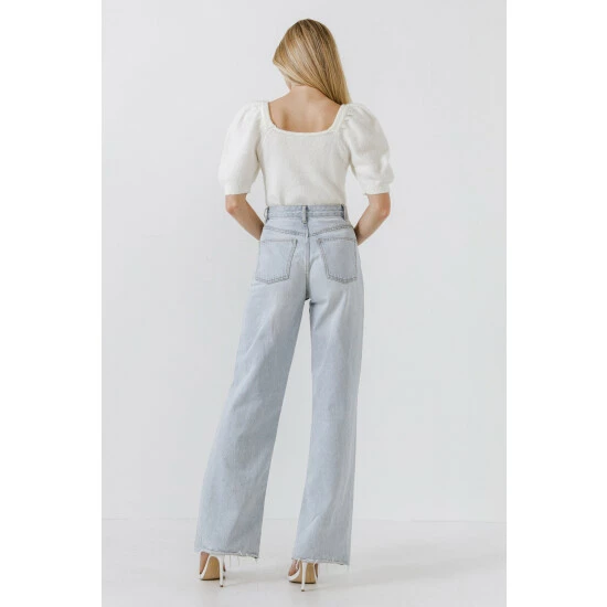 English Factory Short Puff Sleeve Sweater Sweatshirts & Sweaters Black - Image 9