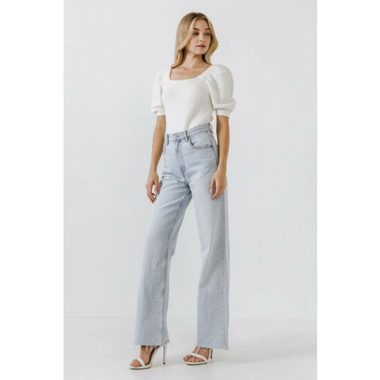 English Factory Short Puff Sleeve Sweater Sweatshirts & Sweaters Black - Image 10