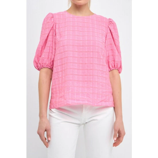 English Factory Plaid Top With Short Sleeves Tops White - Image 5