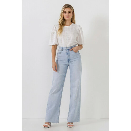 English Factory Plaid Top With Short Sleeves Tops White - Image 6